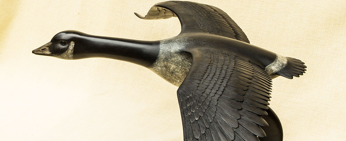 Canada Goose in Flight bronze sculpture